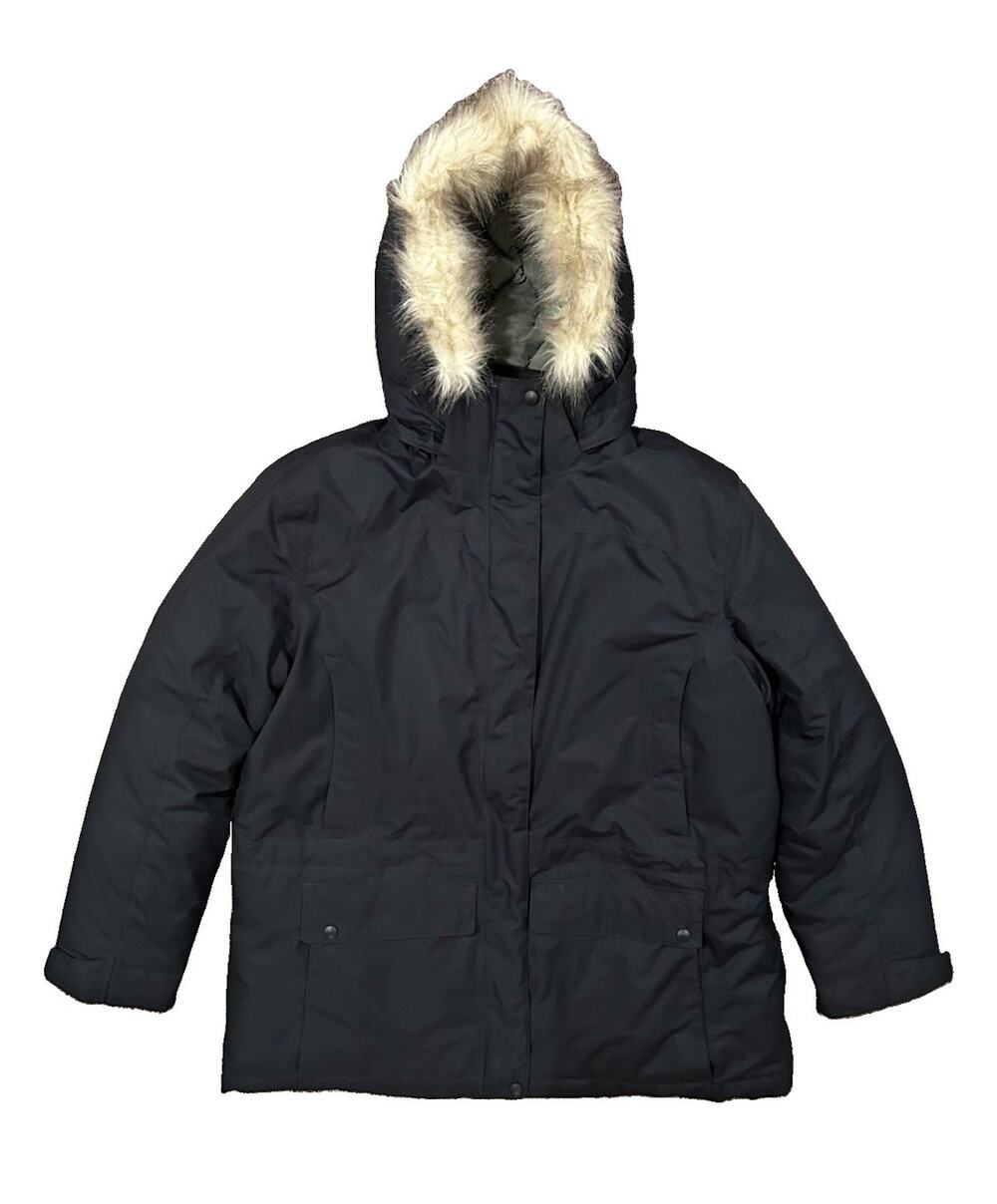 LL Bean Baxter State Parka Jacket Down Insulated Coat Black Fur Hood Men’s XL